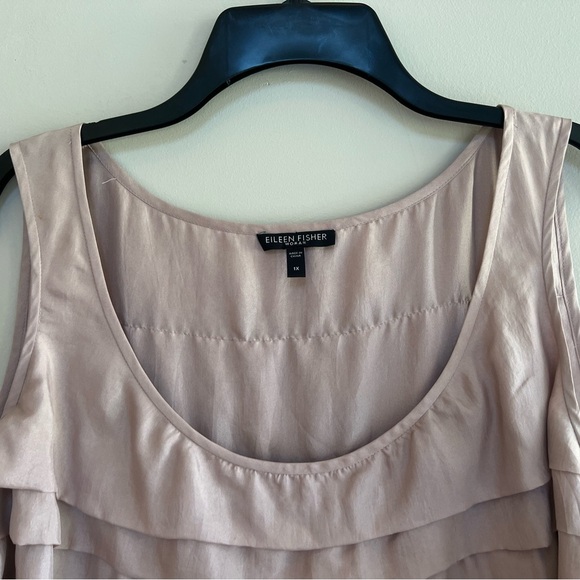 Eileen Fisher Women's Moon Silk Habutai Tiered Tank Top in Pink, size 1X - Picture 4 of 8